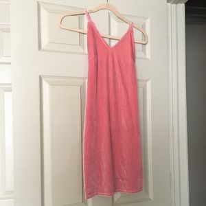 Shein pink velvet open back tie dress